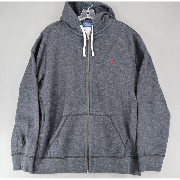 Polo Ralph Lauren Other - Polo Ralph Lauren Dark‎ Grey Waffle Lined Hood Full Zip Heavy Sweatshirt XL